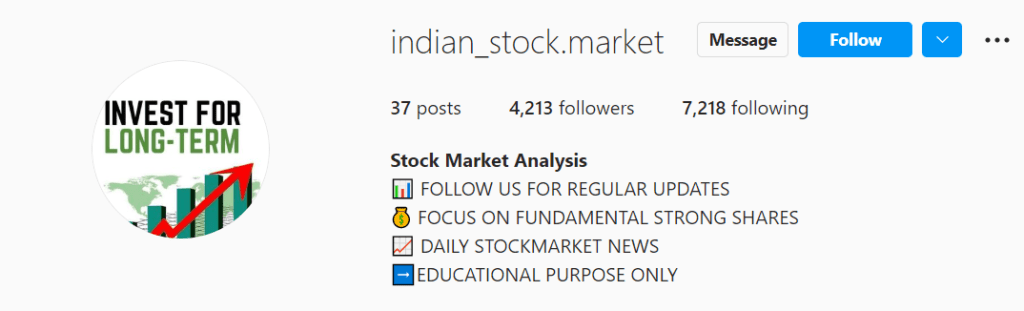 best Indian stock market Instagram Account you should follow, who is the best Indian Stock market Instagram, which stock market account on Instagram we need to Follow to get updated .