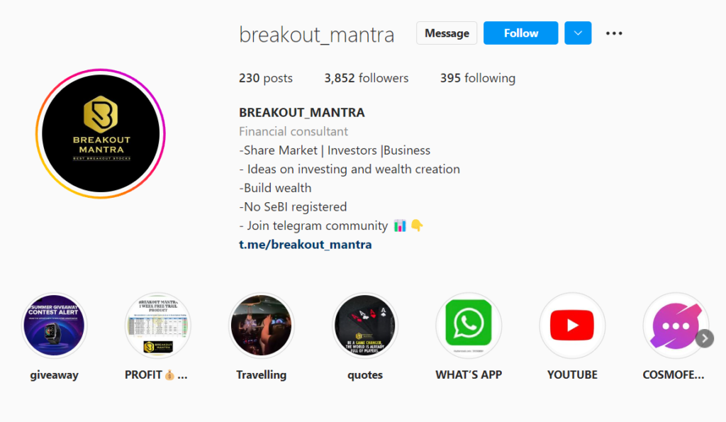best Indian stock market Instagram Account you should follow, who is the best Indian Stock market Instagram, which stock market account on Instagram we need to Follow to get updated .