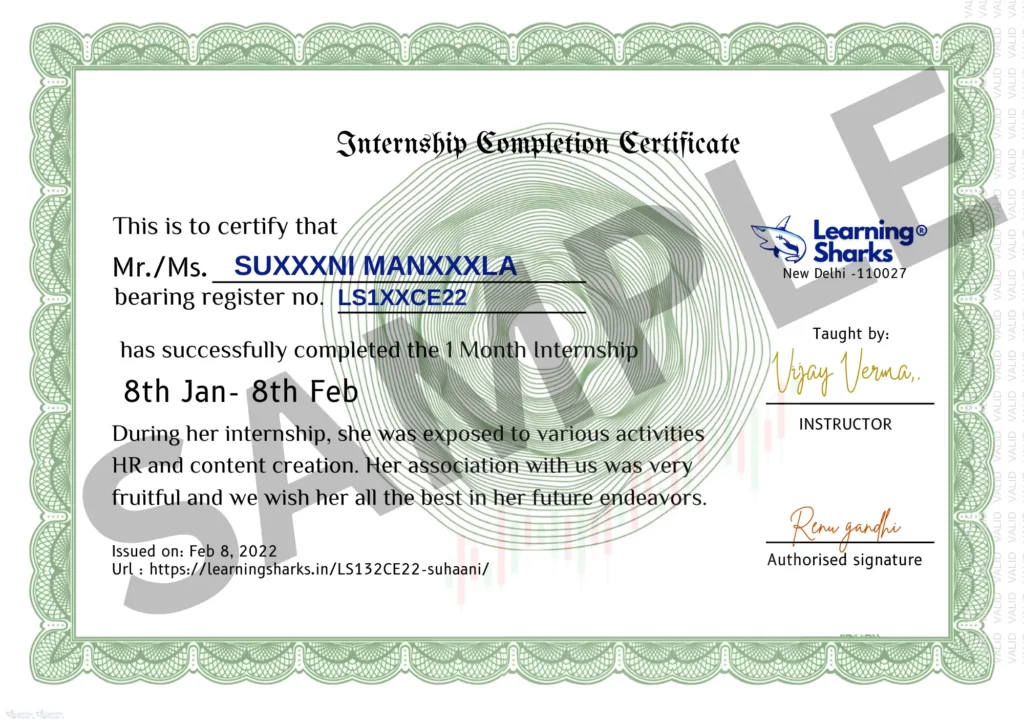 Stock Market Institute Internship letter